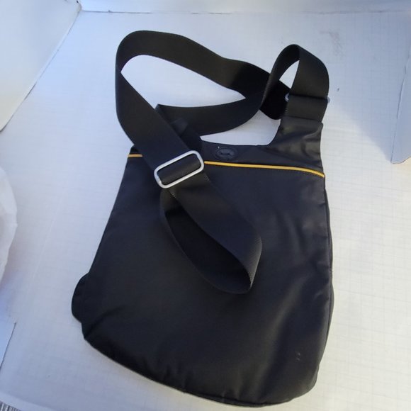 Tumi Tech Black Yellow Gold McKenna Flap Body Bag Crossbody Adjustable Strap - Picture 16 of 16